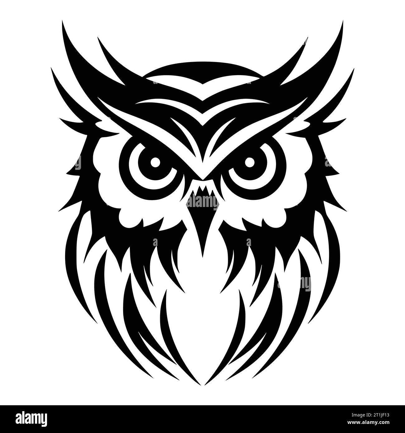 illustrazione del logo della testa di animale selvatico e del simbolo dell'uccello del gufo Illustrazione Vettoriale