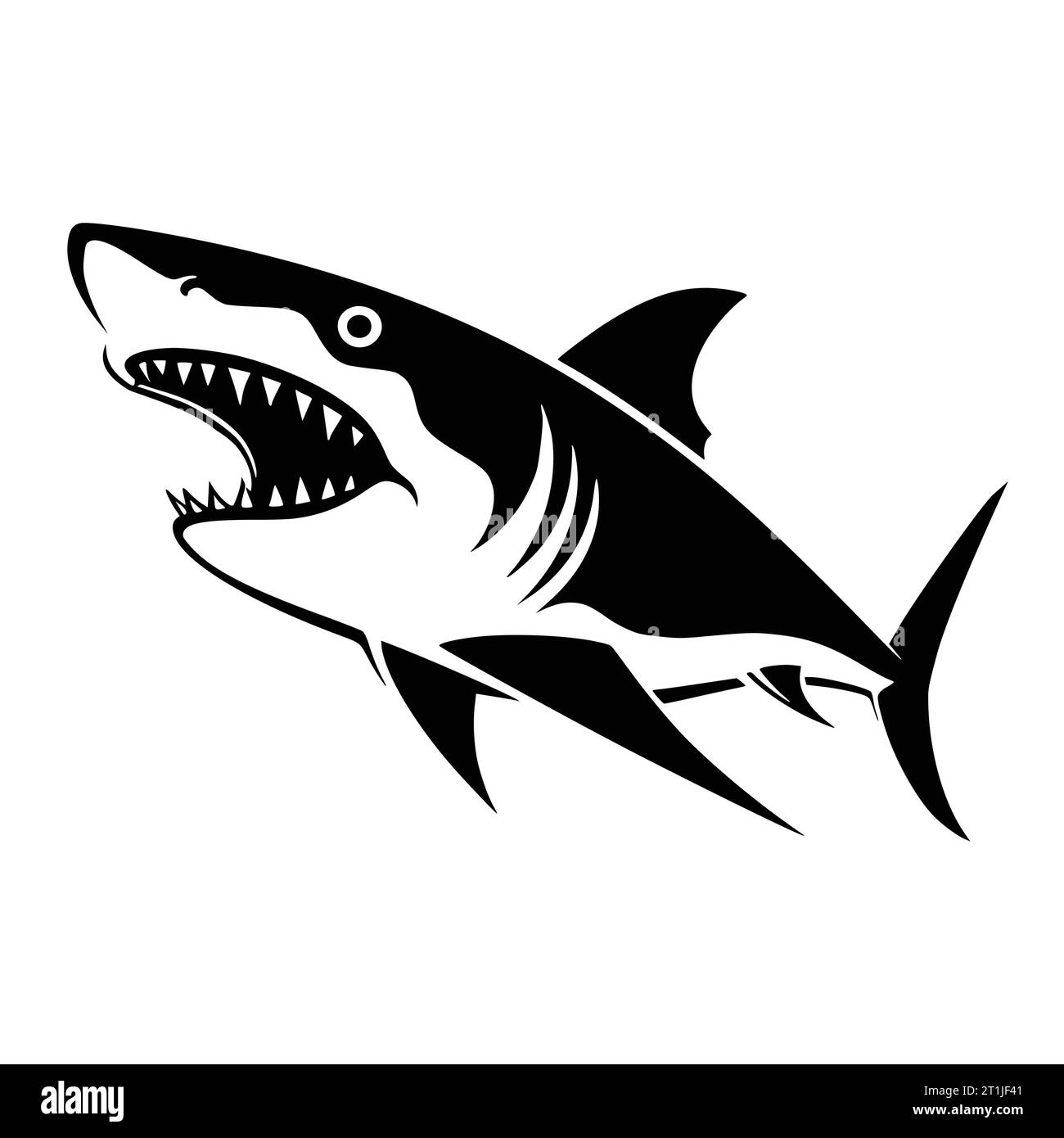 illustrazione del logo e del simbolo di un animale selvatico del pesce squalo Illustrazione Vettoriale