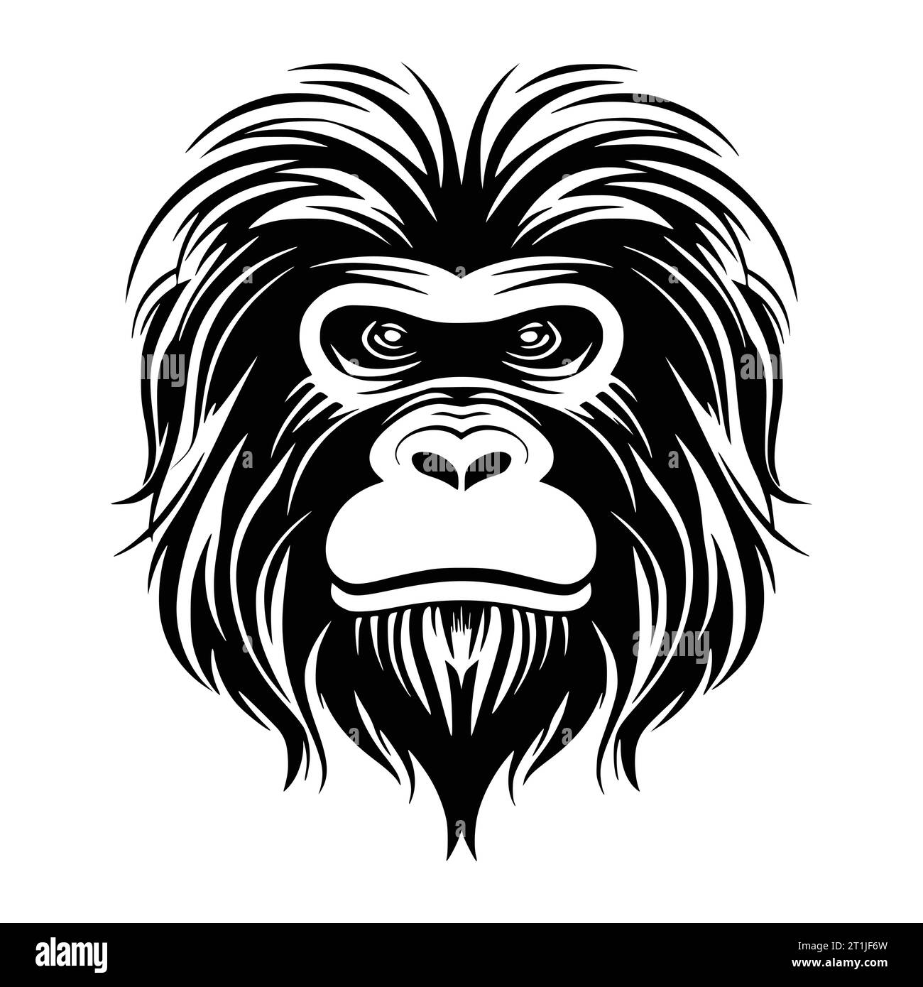 illustrazione della testa di animale selvatico di orango per logo o simbolo Illustrazione Vettoriale