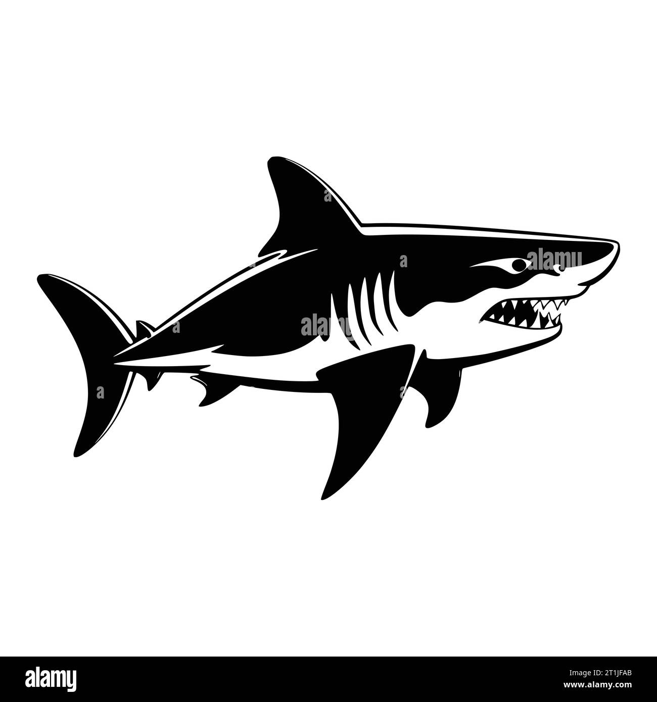 pesce squalo sott'acqua illustrazione della testa di animale selvatico per logo o simbolo Illustrazione Vettoriale