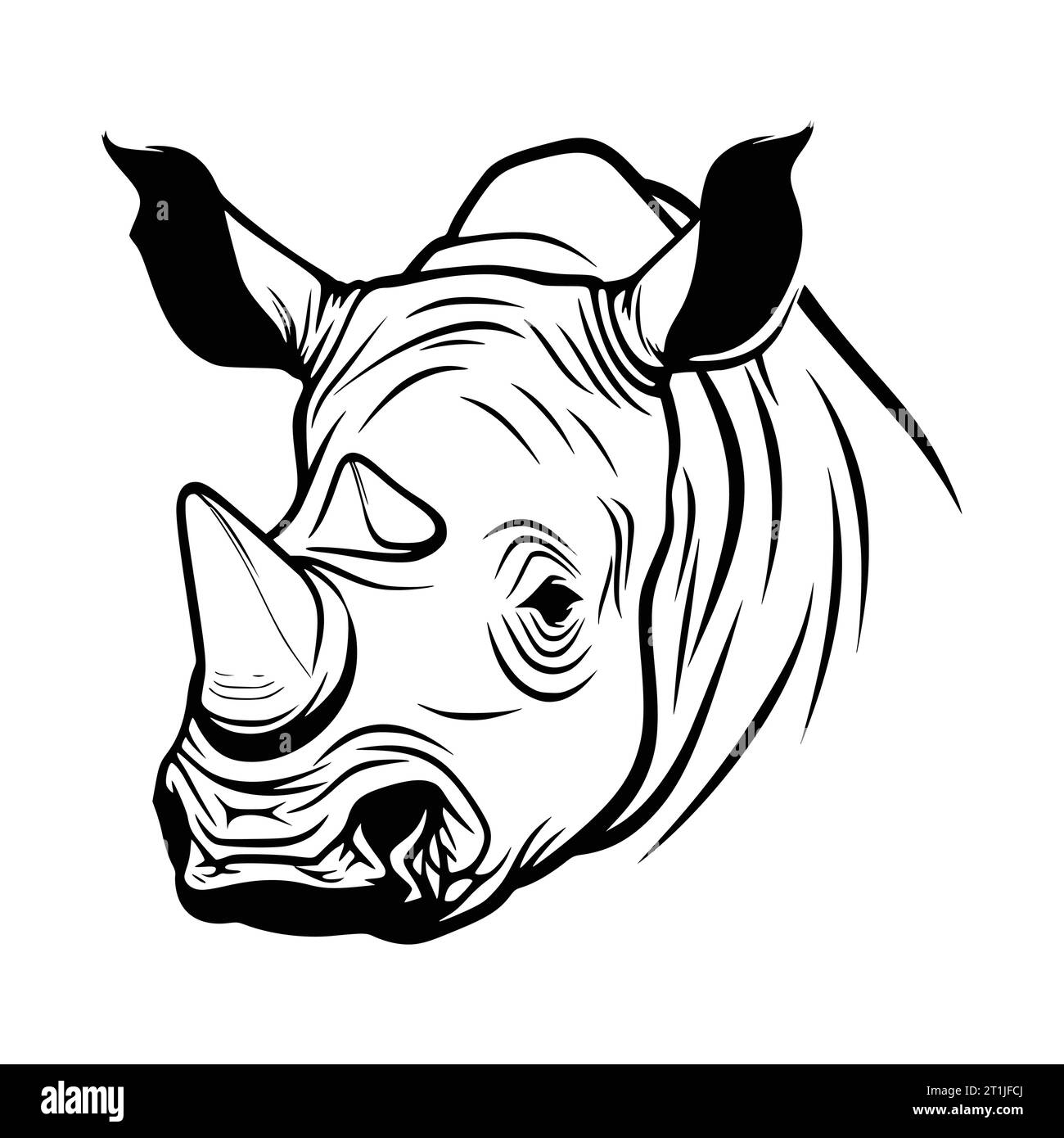 illustrazione della testa di animale selvatico di un mammifero rhino per logo o simbolo Illustrazione Vettoriale