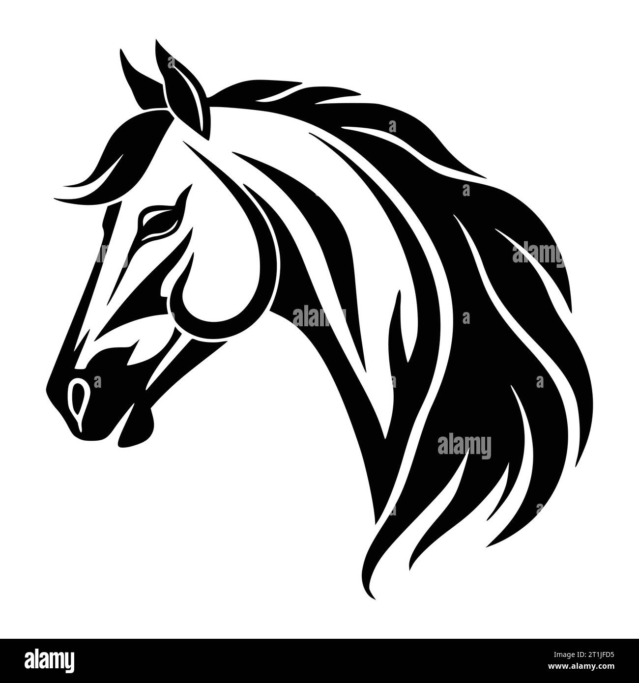 illustrazione della testa di animale selvatico del cavallo per il logo o il simbolo Illustrazione Vettoriale