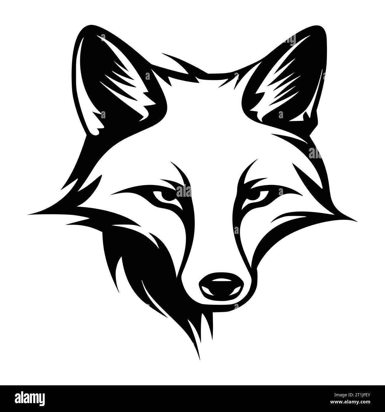 mammifero del lupo volpe illustrazione della testa di animale selvatico per logo o simbolo Illustrazione Vettoriale