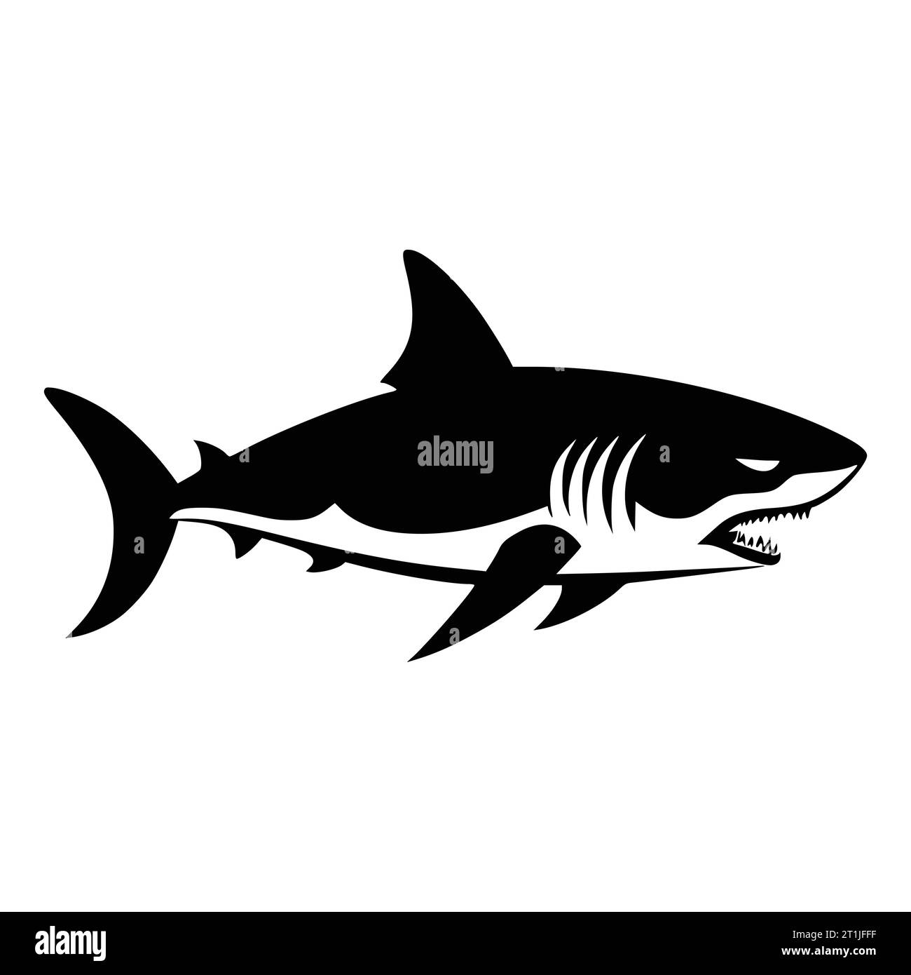 pesce squalo illustrazione di animali selvatici per logo o simbolo Illustrazione Vettoriale
