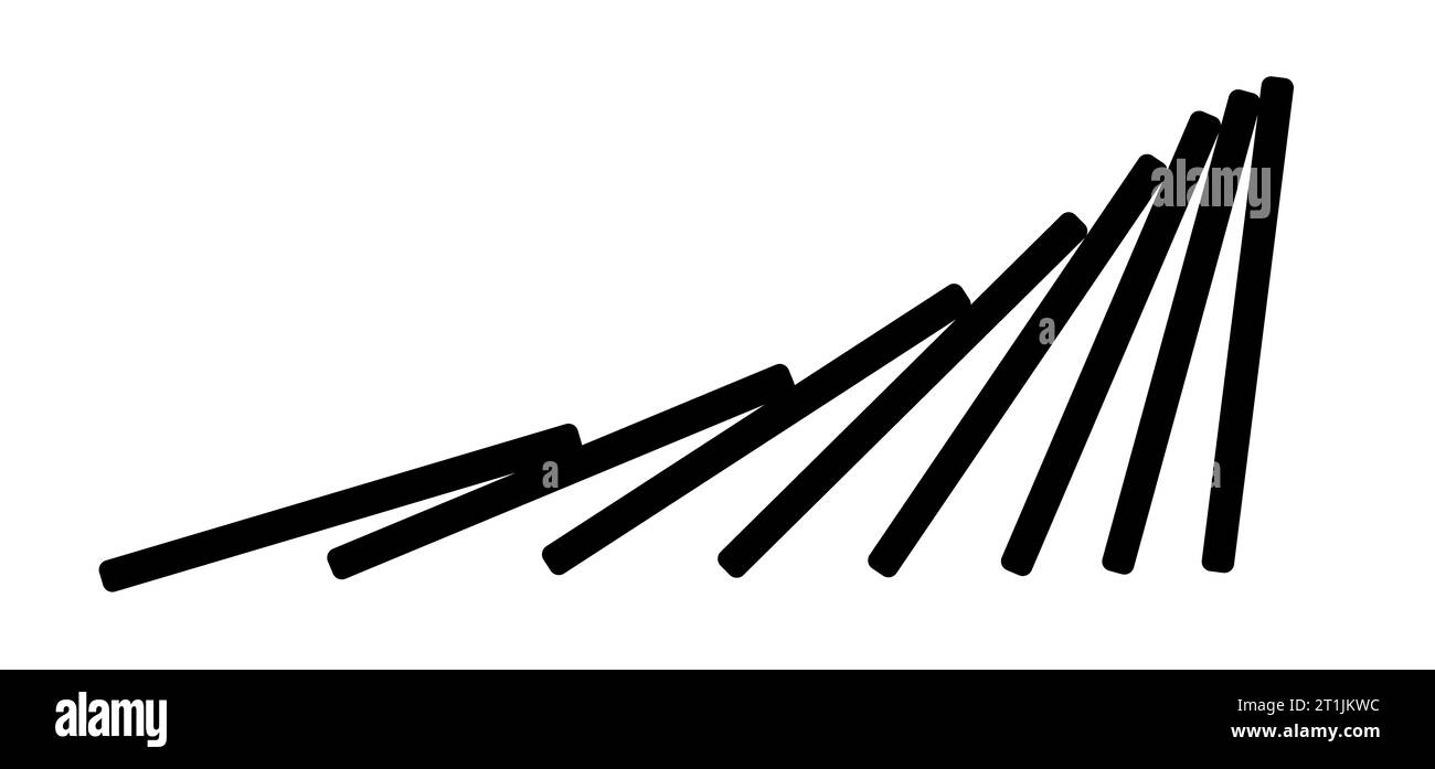Il cartone animato stickman smette di cadere effetto domino. Conflitto di crisi stack break, sicurezza crash. Business Resilience Concept Domini classici, il pittog di domino Foto Stock