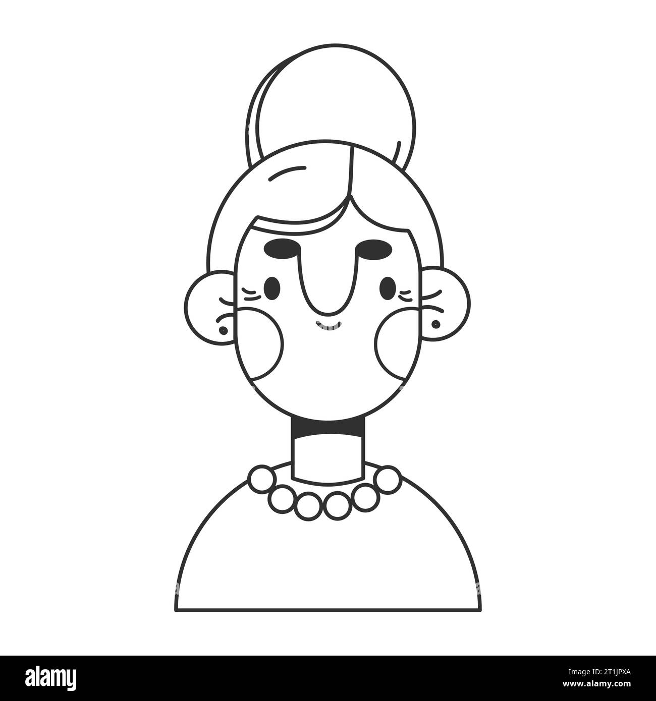 Avatar anziana donna anziana isolata bianco-nero Illustrazione Vettoriale