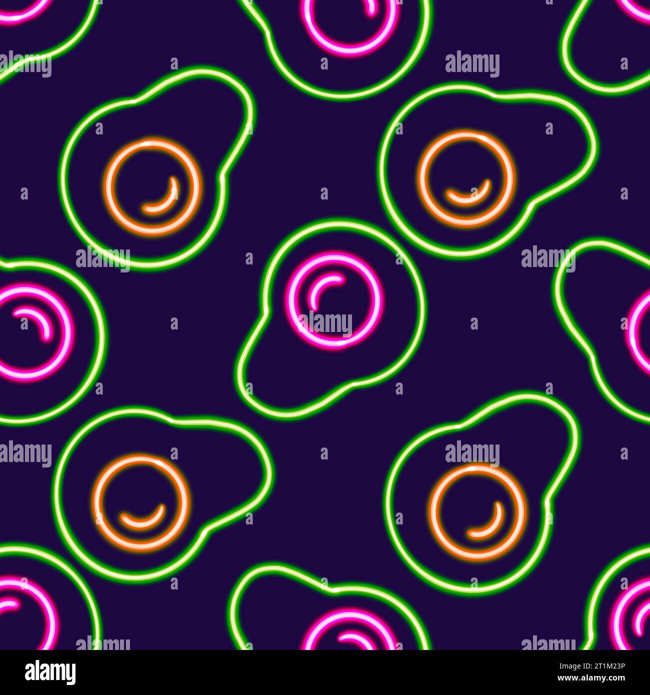 icona desktop luminosa con motivo senza cuciture, adesivo avocado al neon, figura al neon, figura brillante, figure geometriche al neon Foto Stock