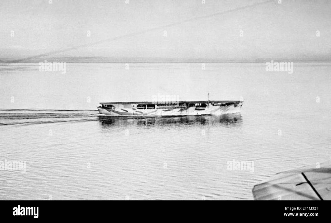 La battaglia dell'Atlantico 1939-1945 forze britanniche: HMS AUDACITY, un ausiliario portaerei convertito in 1940 dal tedesco nave mercantile di Hannover. Foto Stock