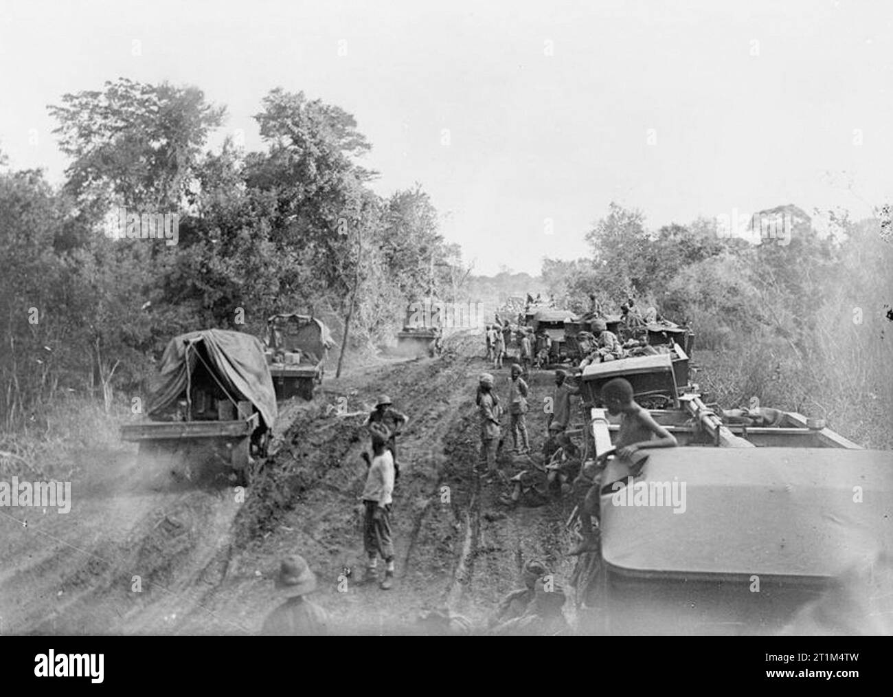 Ministero delle informazioni Prima Guerra Mondiale Raccolta ufficiale tedesco East African campagna. Indian Sappers con pontoon carri e attrezzature. Tra Tulo e Duthumi, 31 dicembre 1916. Foto Stock