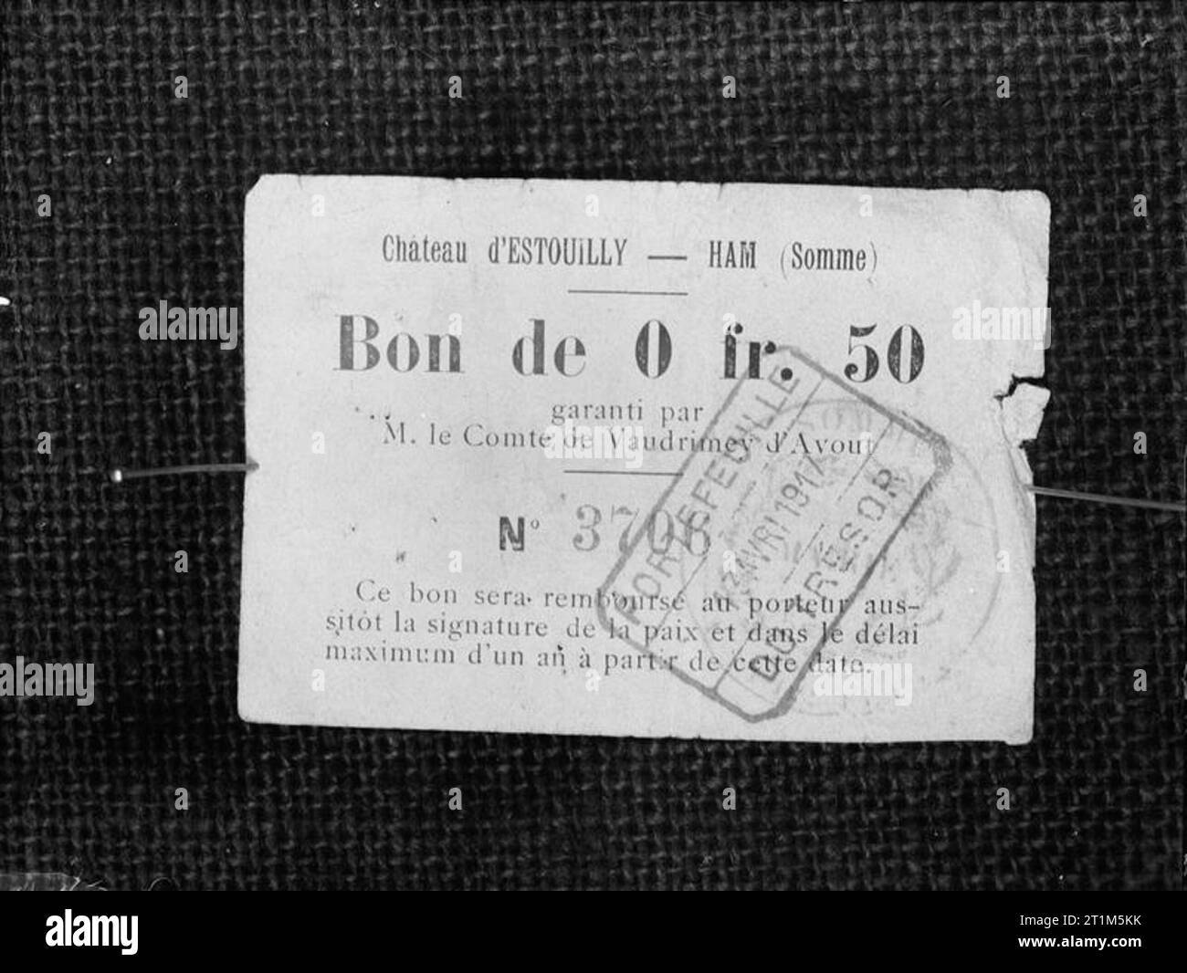 Ministero delle informazioni Prima Guerra Mondiale ufficiale francese di raccolta carta moneta durante il tempo di guerra. Foto Stock