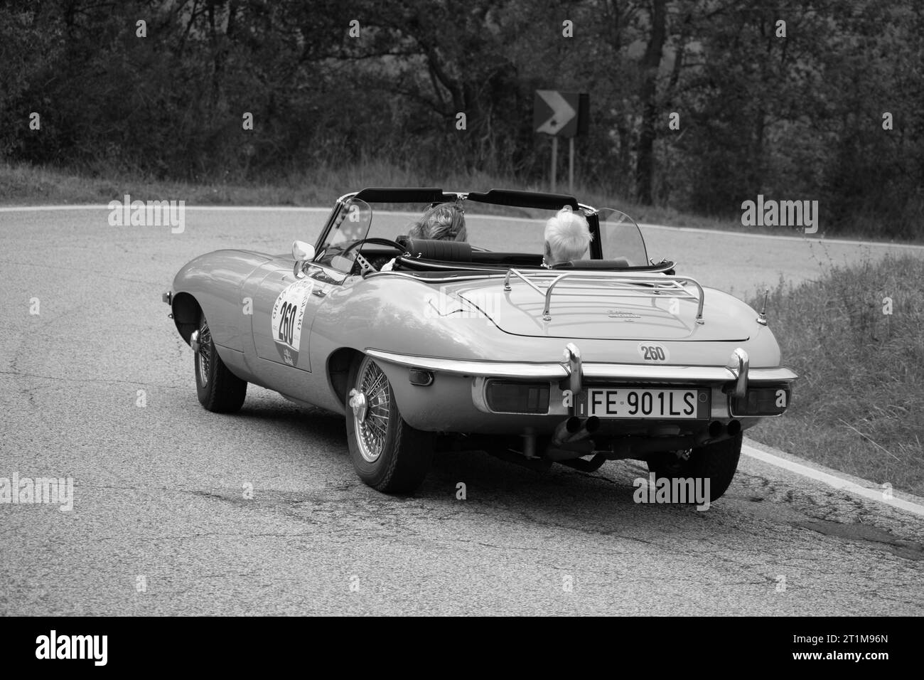 Tavoleto , Italia - settembre 16 - 2023 : Jaguar e TIPO 1963 in coppa nuvolari vecchia corsa Foto Stock