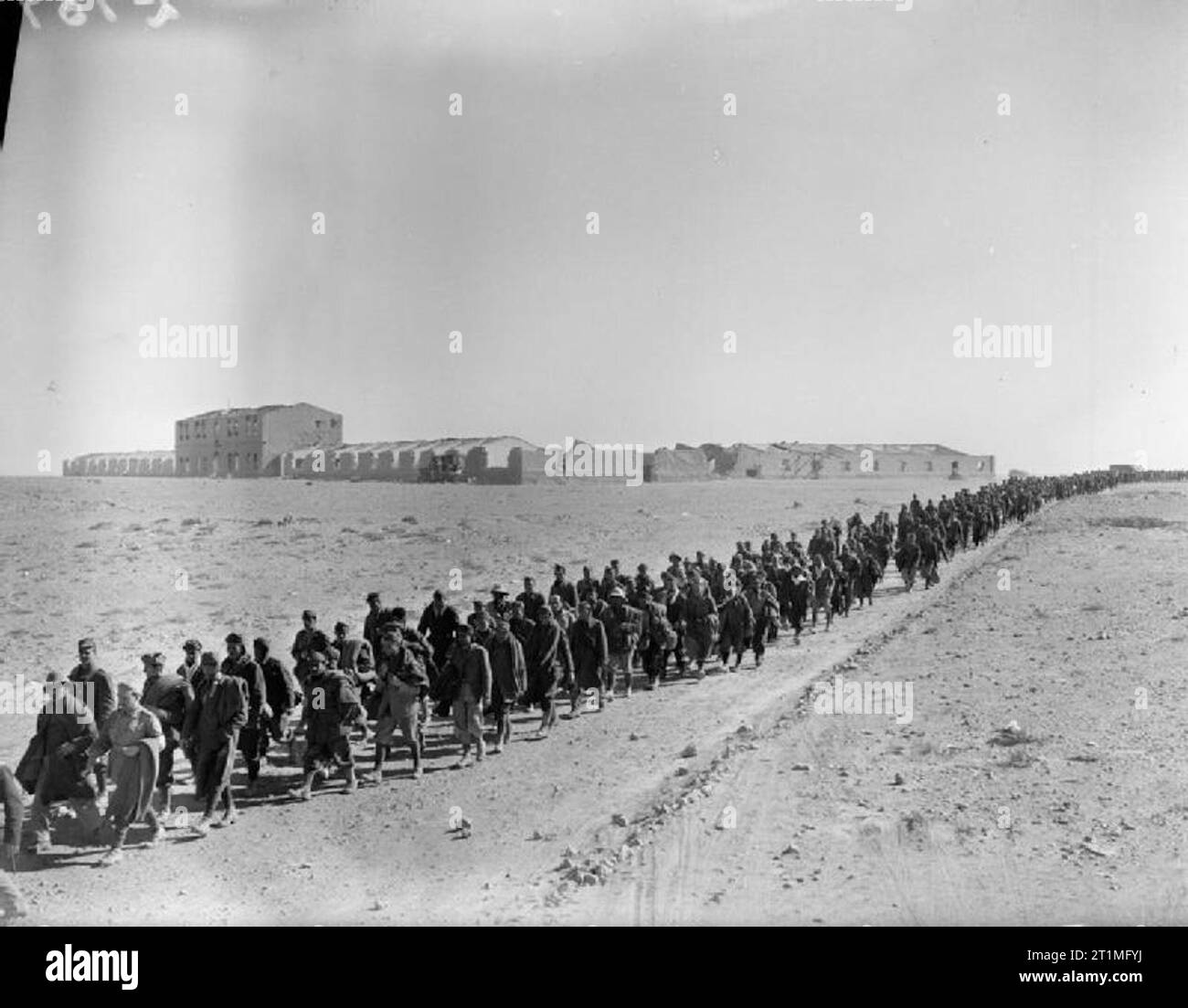 La campagna in Nord Africa 1940-1943 l'offensiva italiana 1940 - 1941: Italiano prigionieri catturati a Sidi Barrani sono hanno marciato in cattività. Foto Stock