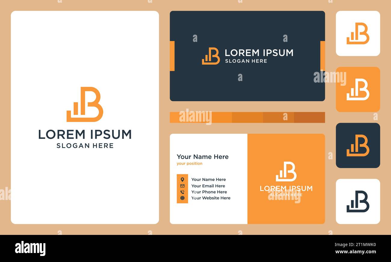 Modello di design del logo lettera B con illustrazione grafica vettoriale del grafico di finanziamento degli investimenti. Simbolo , icona, creativo. Illustrazione Vettoriale