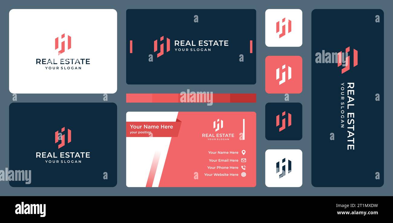 Modello di design del logo dell'edificio immobiliare con monogramma lettera J disegno grafico illustrazione vettoriale. Simbolo, icona, creativo. Illustrazione Vettoriale