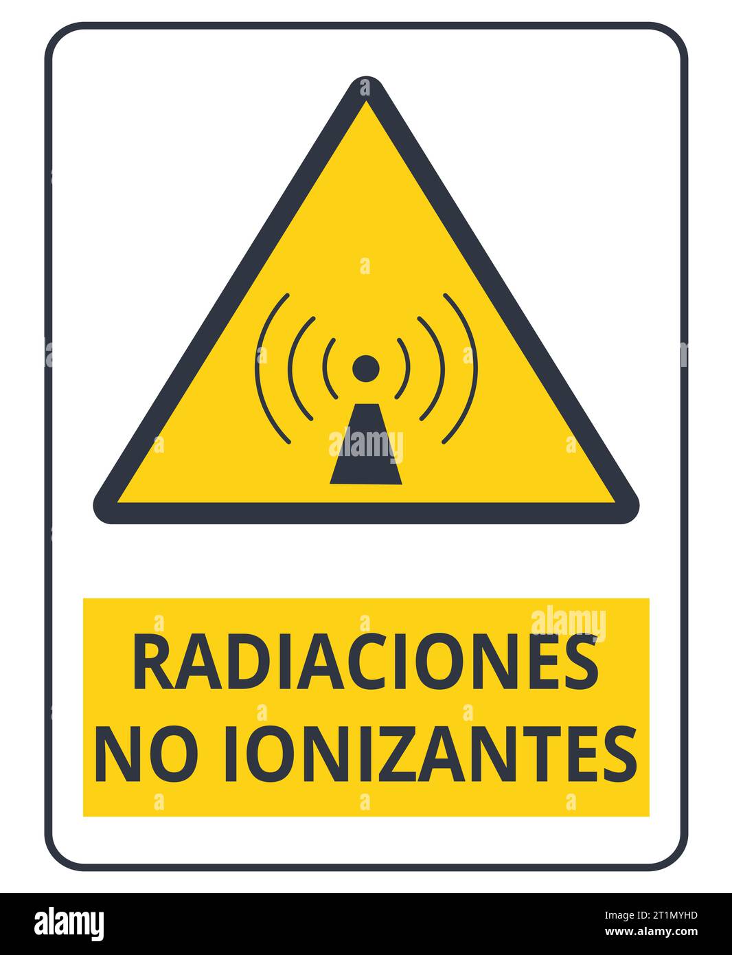 Segnale di avvertimento di radiazioni non ionizzanti. Illustrazione Vettoriale