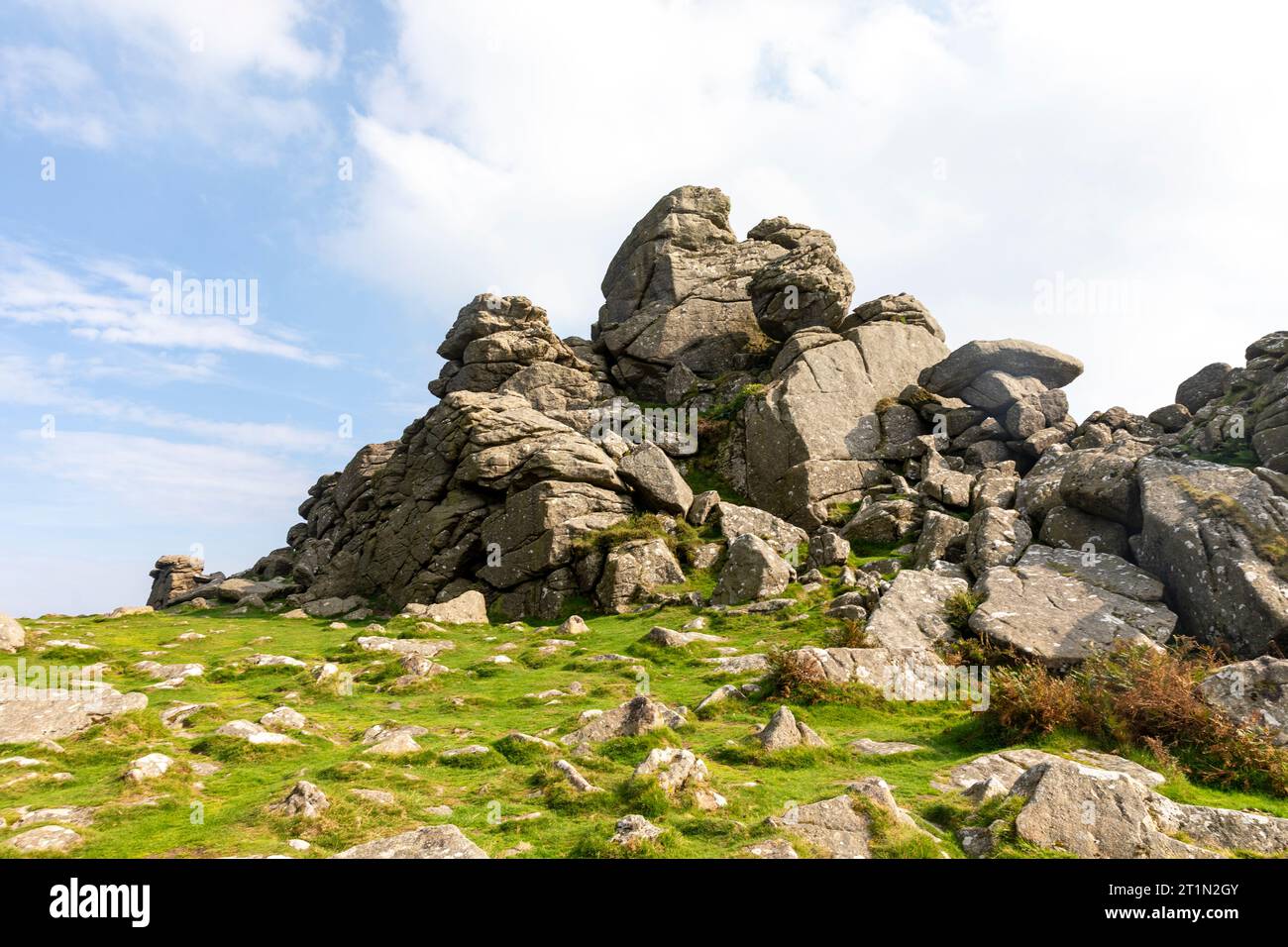 Hound Tor Dartmoor National Park, soleggiato giorno autunnale 2023, Inghilterra, Regno Unito Foto Stock