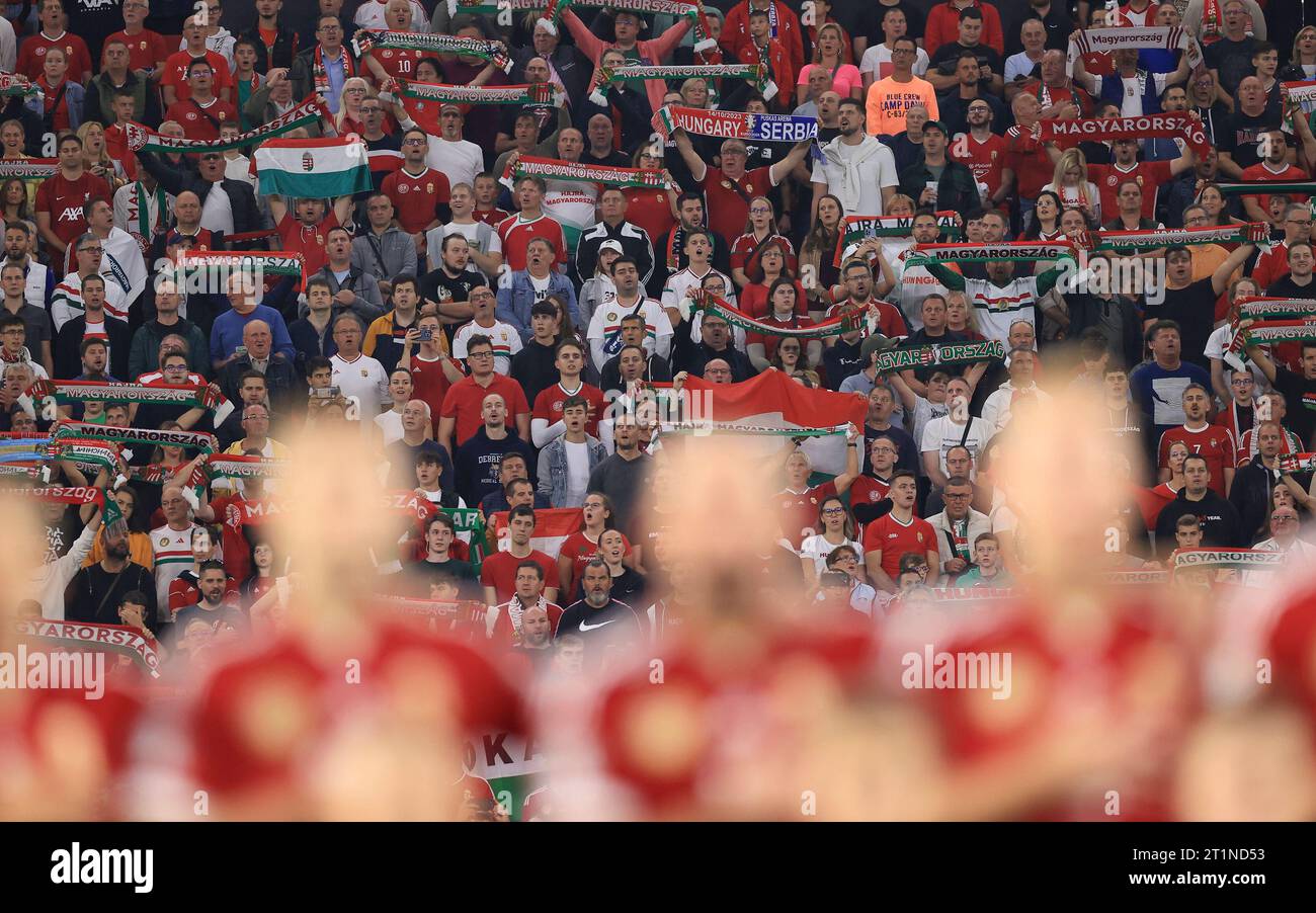 Ungheria / Serbia: Gruppo G - qualificazioni europee UEFA EURO 2024 BUDAPEST, UNGHERIA - 14 OTTOBRE: Crediti: Gabriella Barbara/Alamy Live News Foto Stock