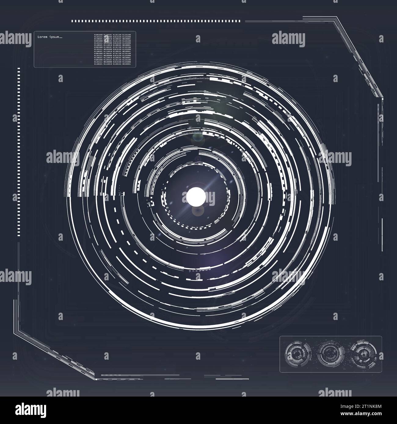 Visualizzazione griglia radar: Elementi high-tech in un moderno display radar. Illustrazione Vettoriale
