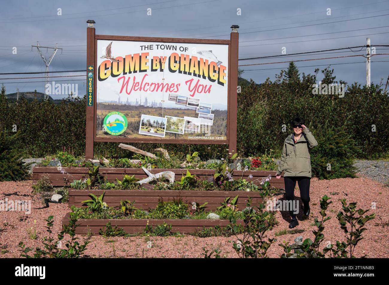 Benvenuto al cartello "come by Chance" di Newfoundland & Labrador, Canada Foto Stock