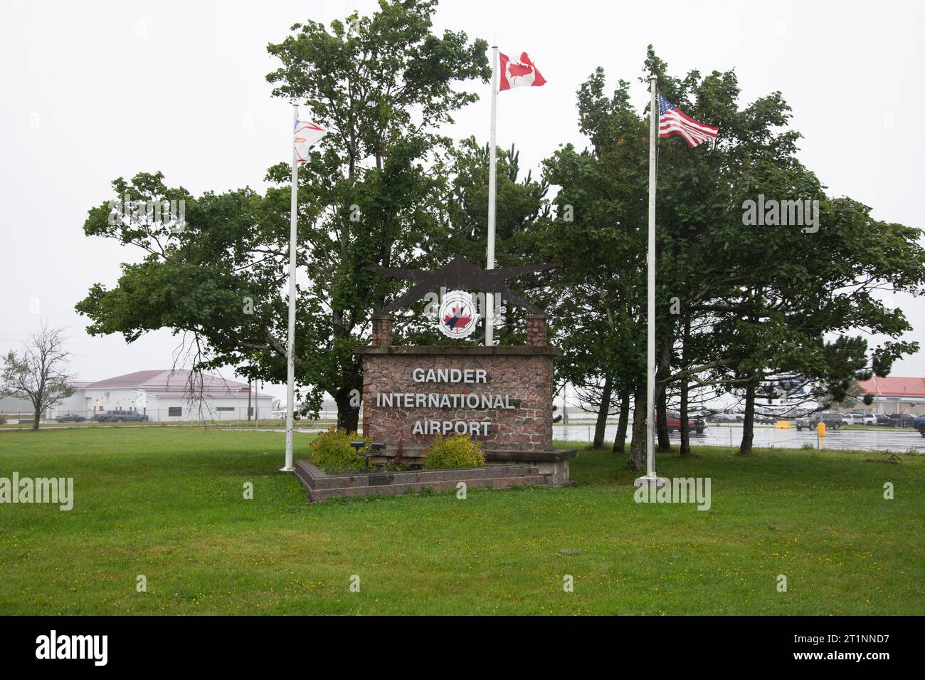 Benvenuto all'insegna dell'aeroporto internazionale di Gander a Gander, Newfoundland & Labrador, Canada Foto Stock