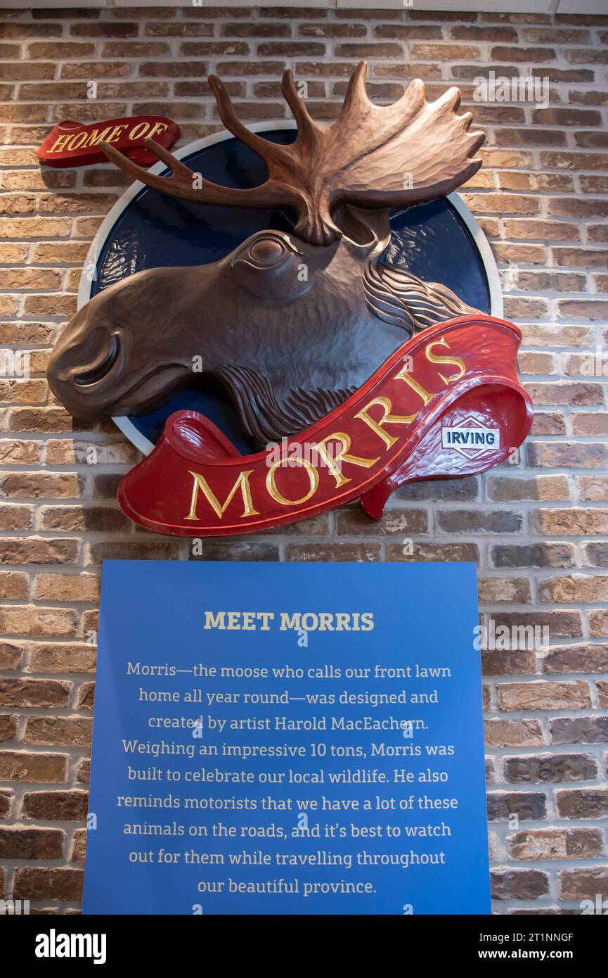 Insegna Morris the Moose all'interno della Irving Oil Big Stop a Goobies, Terranova & Labrador, Canada Foto Stock