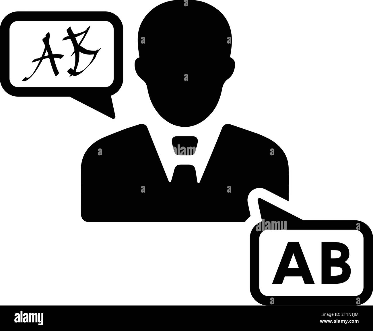 Icona del traduttore linguistico - ideale per supporti di stampa, Web, immagini di stock, uso commerciale o qualsiasi tipo di progetto. Illustrazione Vettoriale