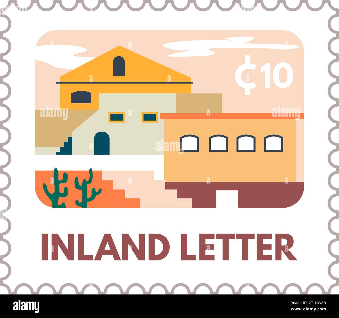 Lettera interna, timbro postale per la consegna dei servizi postali Illustrazione Vettoriale