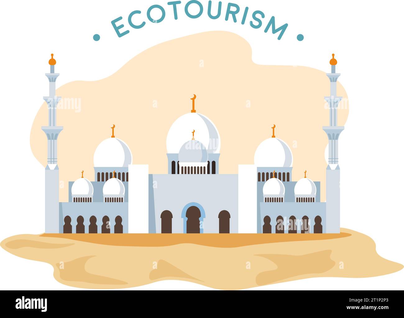 Moschea ecoturistica o attrazione turistica Illustrazione Vettoriale