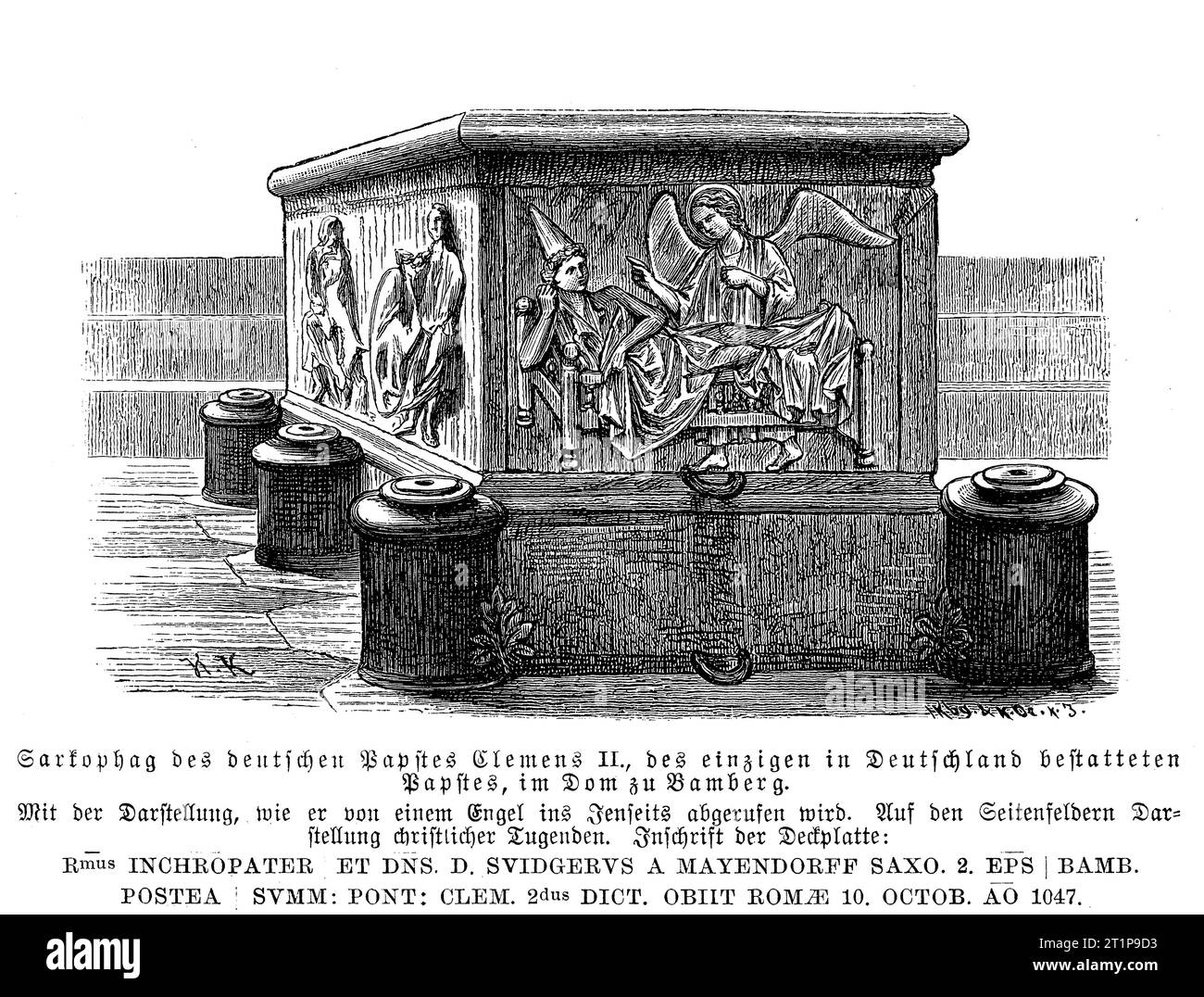 Tomba del papa Clemente II tedesco nella cattedrale di Bamberga. Prima di essere eletto papa con il nome di Clemente II nel 1046, Suidger von Morsleben fu vescovo di Bamberga. Foto Stock