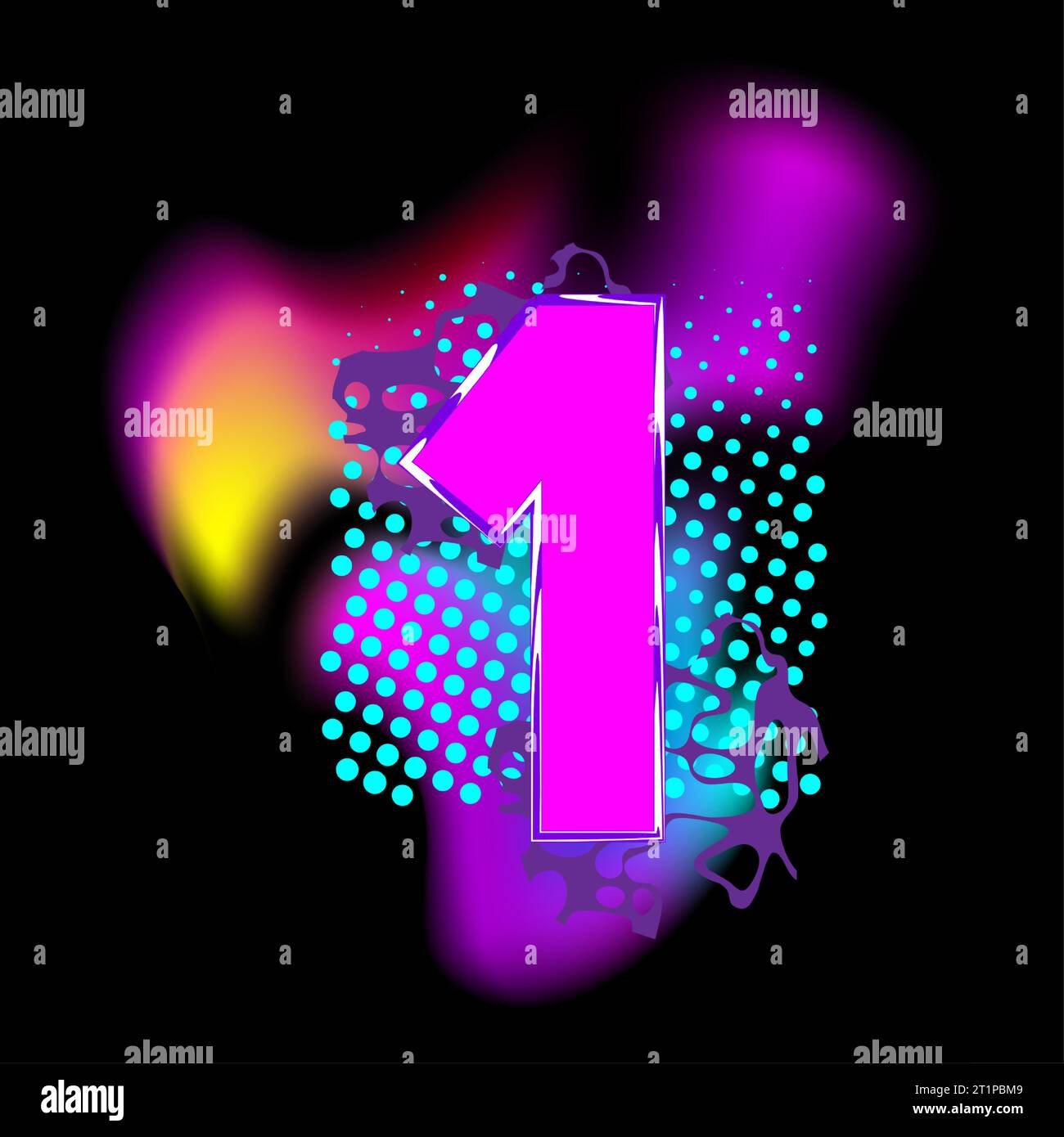Mezzitoni sfumati colorati numero uno. Design per anniversario. Illustrazione Vettoriale
