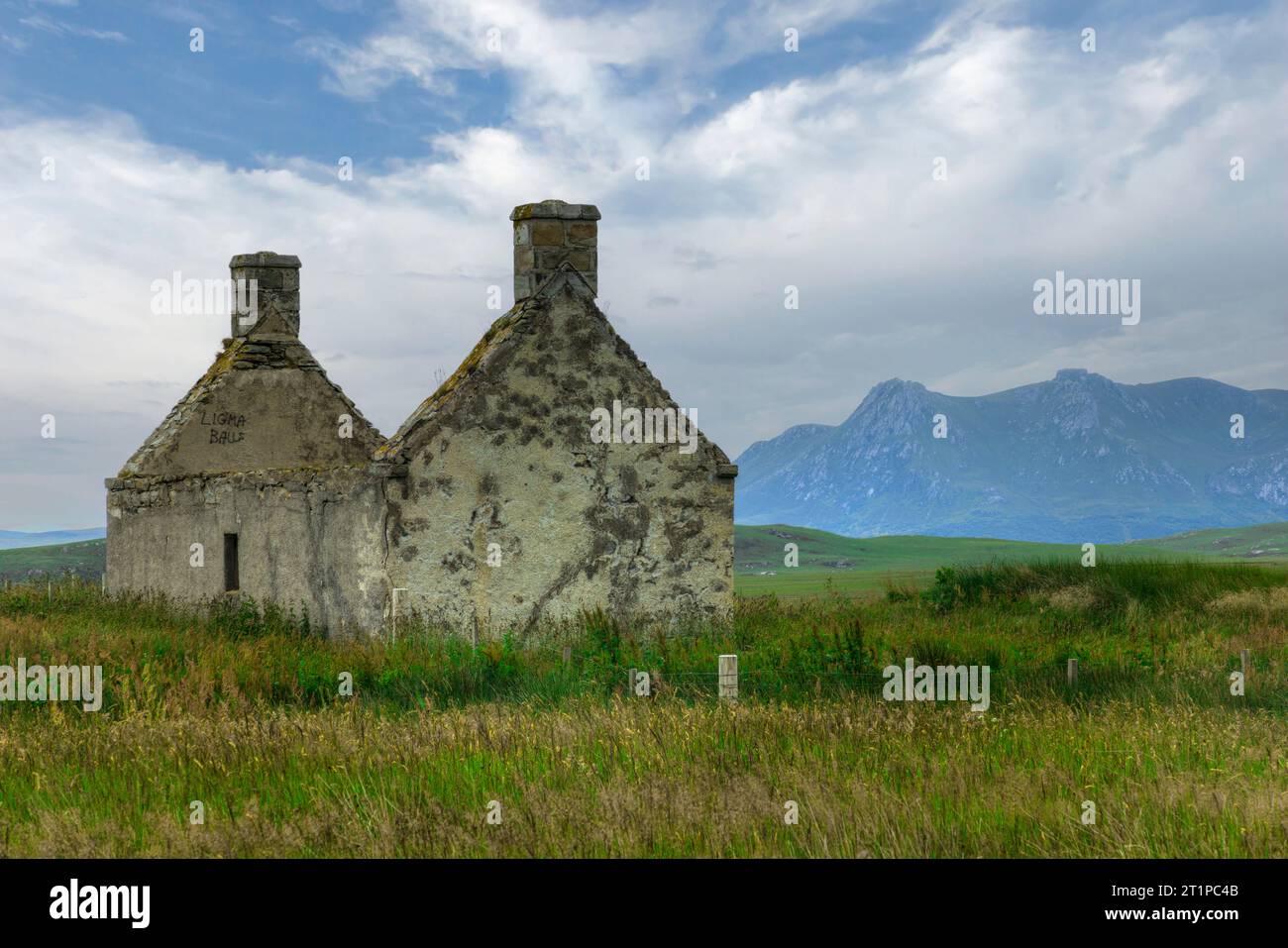 Moine House è un cottage in rovina situato in una parte remota di Sutherland, in Scozia. Foto Stock