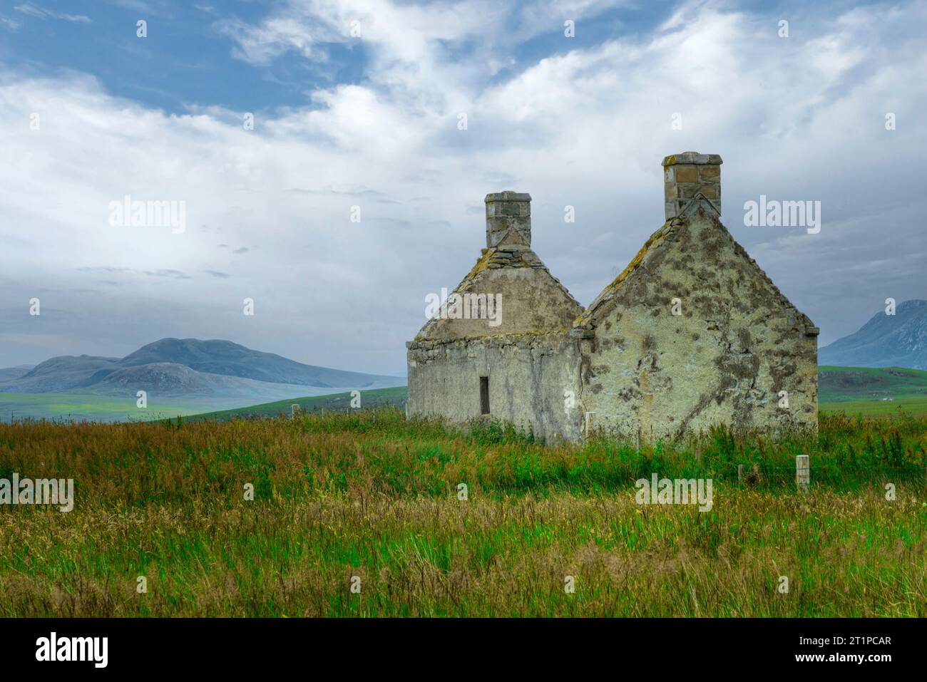 Moine House è un cottage in rovina situato in una parte remota di Sutherland, in Scozia. Foto Stock