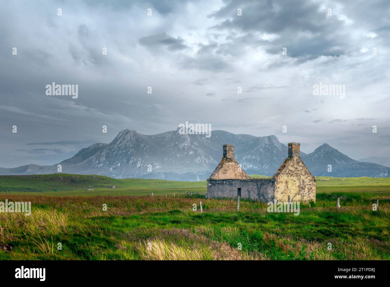 Moine House è un cottage in rovina situato in una parte remota di Sutherland, in Scozia. Foto Stock