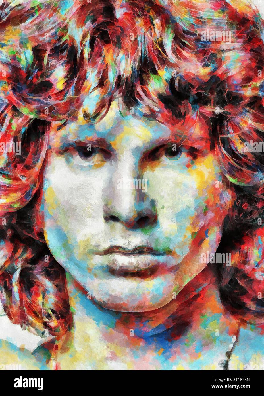 Illustrazioni Ritratto Jim Morrison, James Douglas Morrison; poeta, cantante americano, Foto Stock