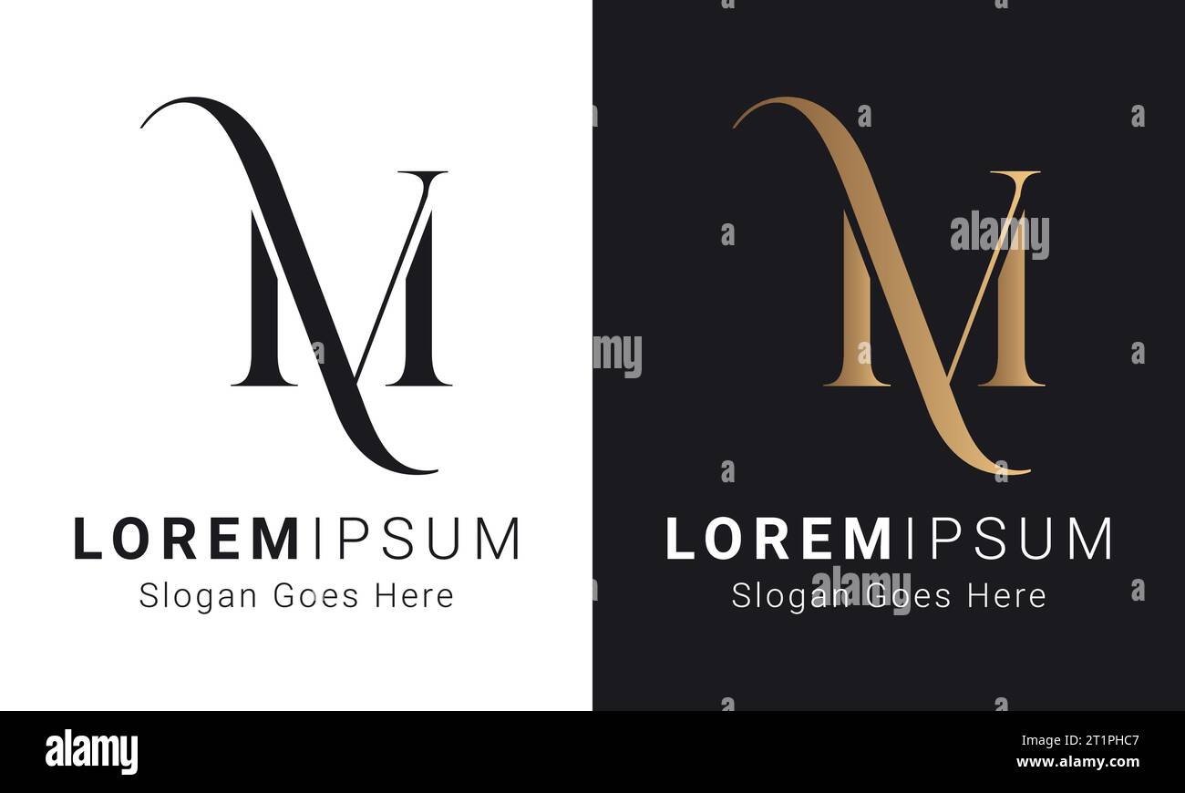 Design con logo monogramma MV o VM iniziale Luxury Letter Text Letter Illustrazione Vettoriale