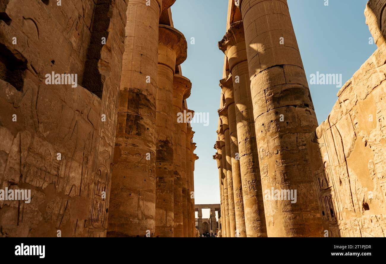 Tempio di Luxor sulle rive del Nilo Egitto Foto Stock