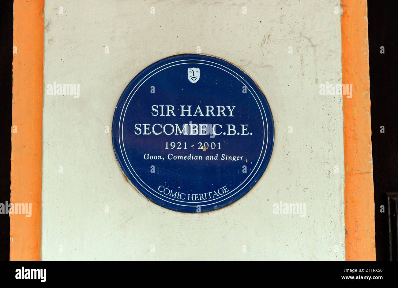 Sir Harry Secombe targa blu. Teatro dell'Opera di Manchester. Foto Stock