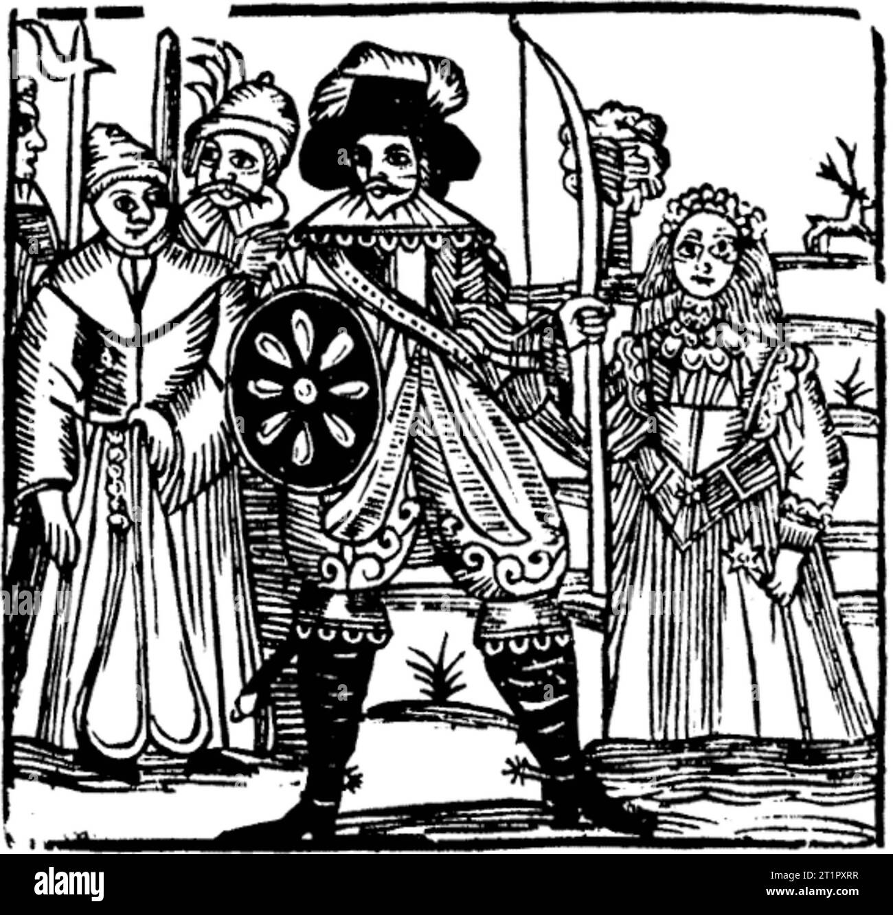 Legno di Robin Hood e Maid Marion (XVII secolo circa). Wikimedia Commons. Foto Stock