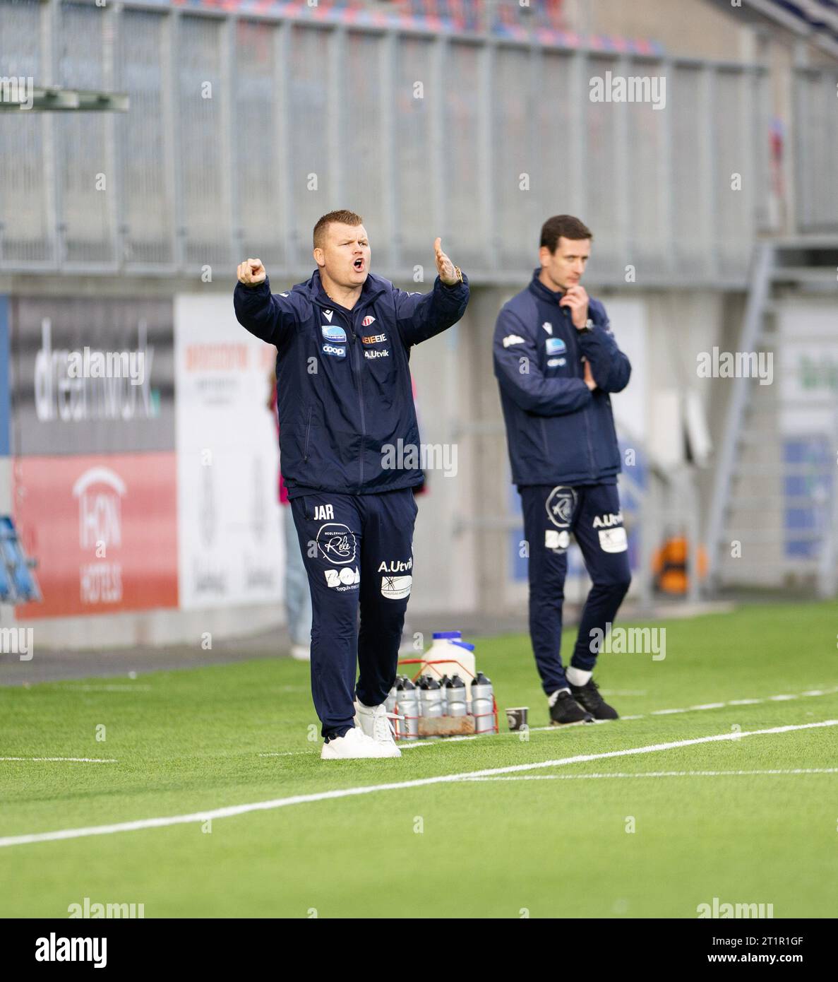 Oslo, Norvegia. 14 ottobre 2023. Oslo, Norvegia, 14 ottobre 2023: Il manager dell'Avaldsnes John Arne Riise si vede durante la partita di campionato tra Valerenga e Avaldsnes all'Intility Arena di Oslo (Ane Frosaker/SPP) credito: SPP Sport Press Photo. /Alamy Live News Foto Stock