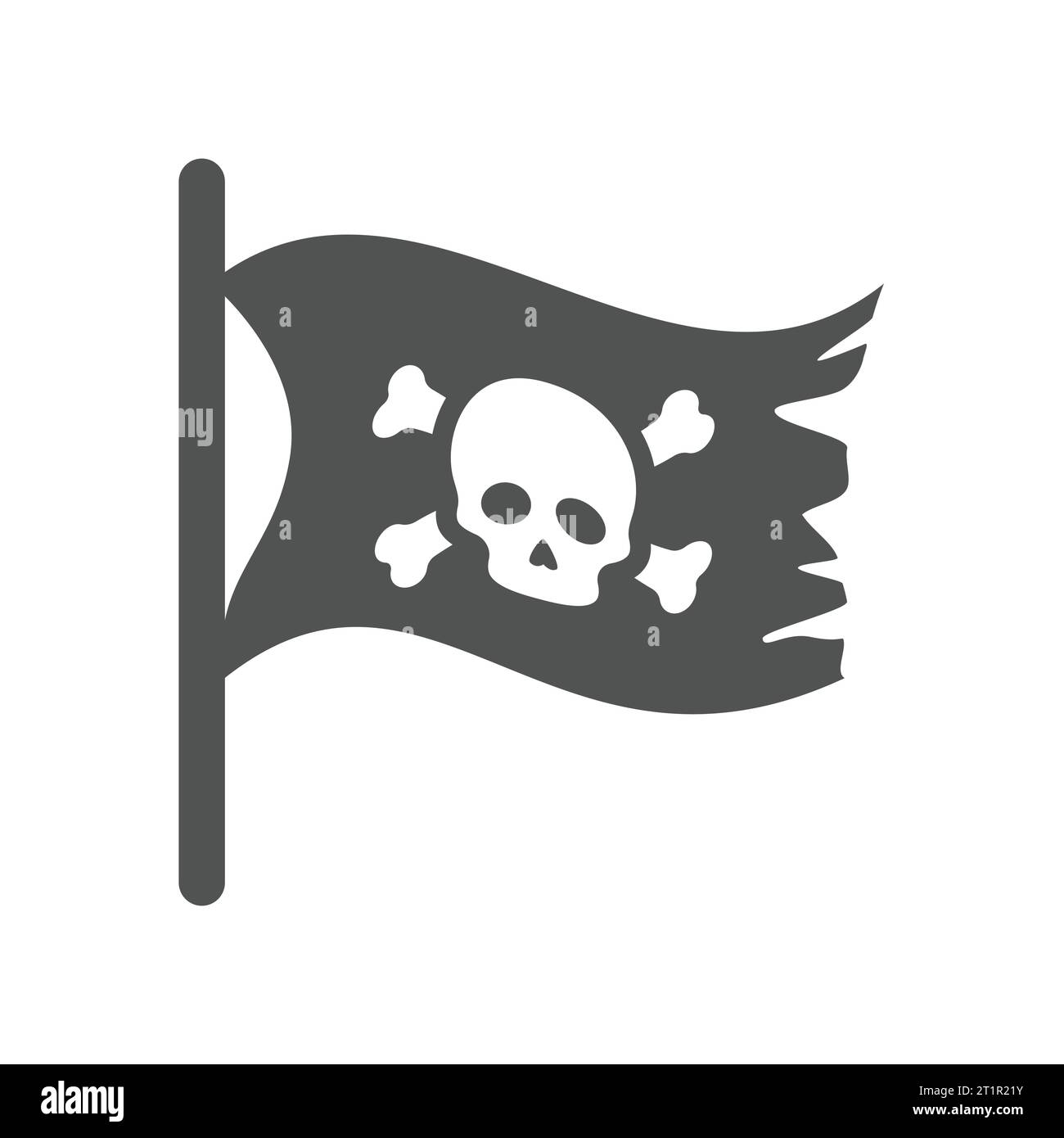 Bandiera dei pirati con l'icona del cranio e delle ossa. Simbolo dei pirati Crossbone. Illustrazione Vettoriale