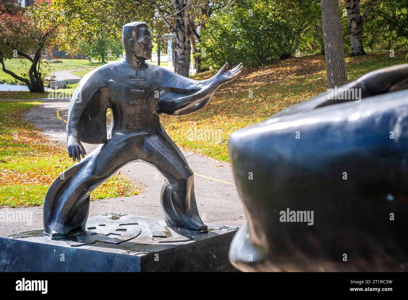 Statua al Tai chi Park di Thunder Bay, Ontario, Canada Foto Stock