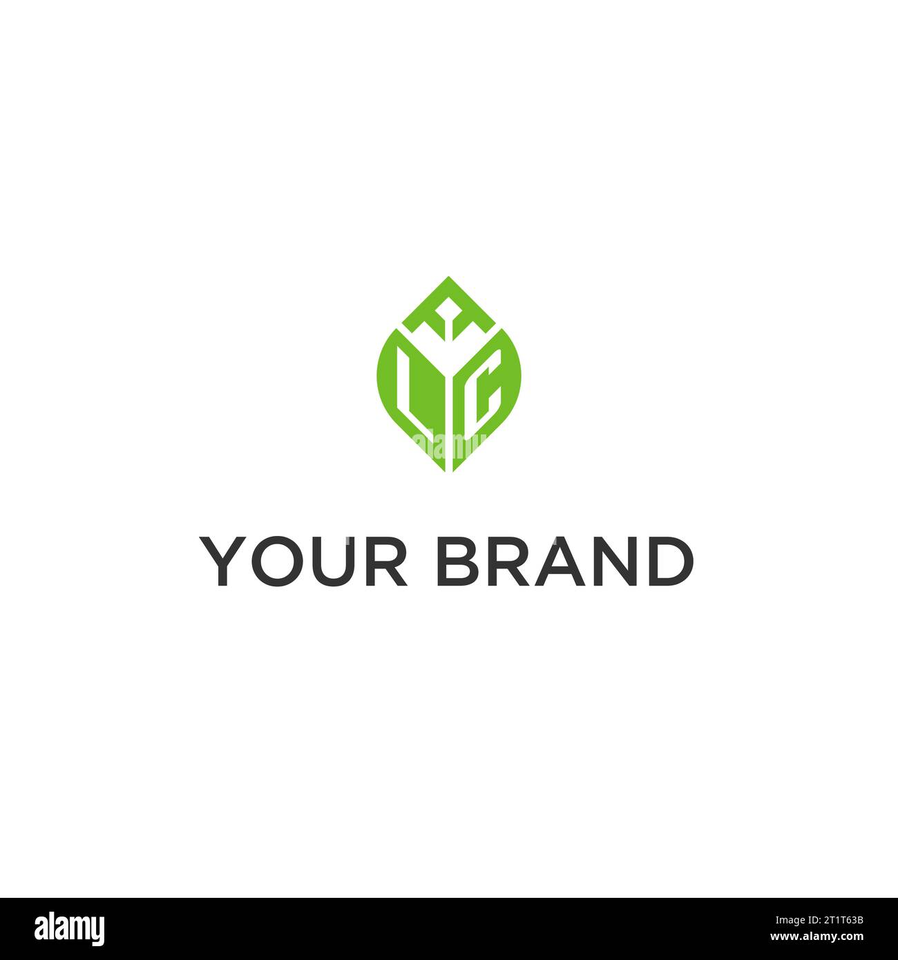 Monogramma LC con idee di design per logo a foglia, logo creativo con lettera iniziale e grafica vettoriale con foglie verdi naturali Illustrazione Vettoriale
