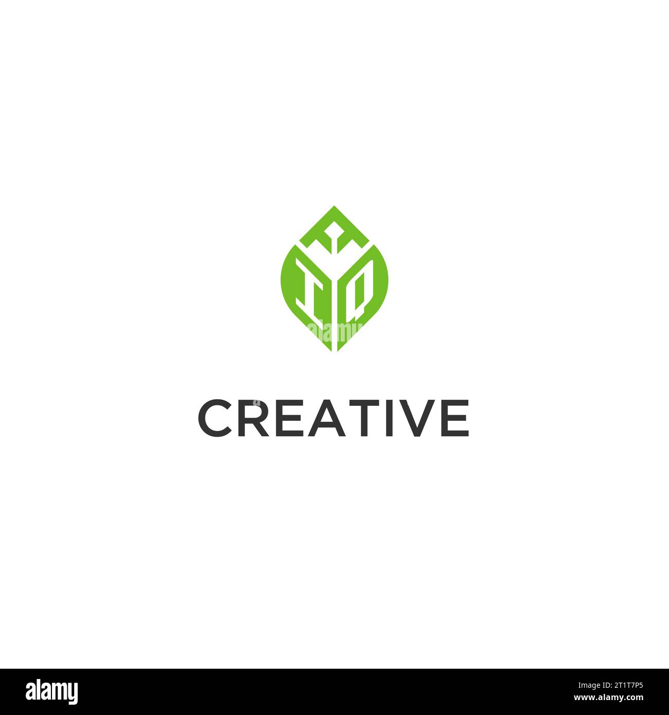 Monogramma IQ con le idee di design del logo delle foglie, logo creativo della lettera iniziale con grafica vettoriale delle foglie verdi naturali Illustrazione Vettoriale