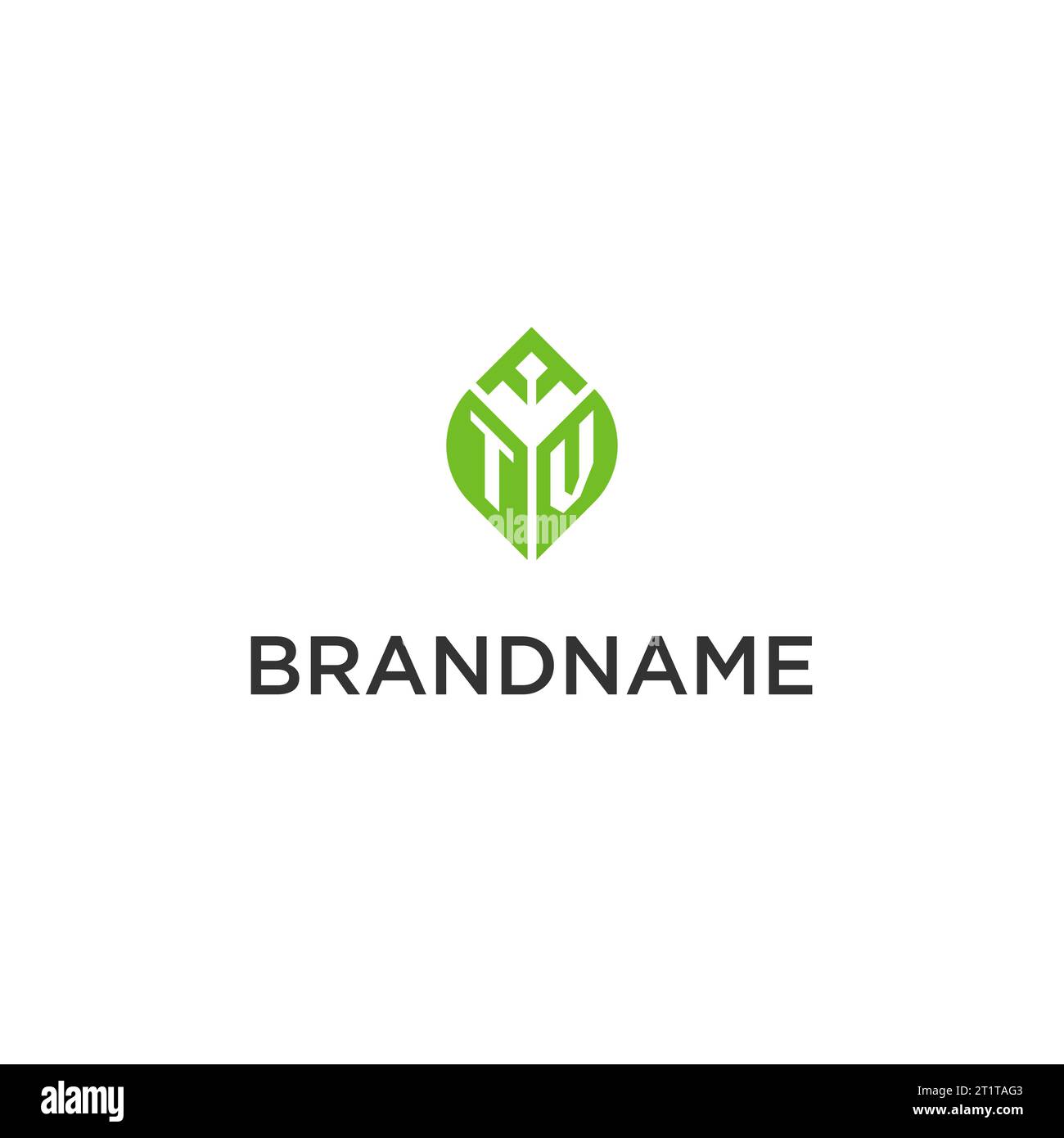 Monogramma TV con le idee di design del logo LEAF, logo creativo con lettera iniziale e grafica vettoriale con foglie verdi naturali Illustrazione Vettoriale