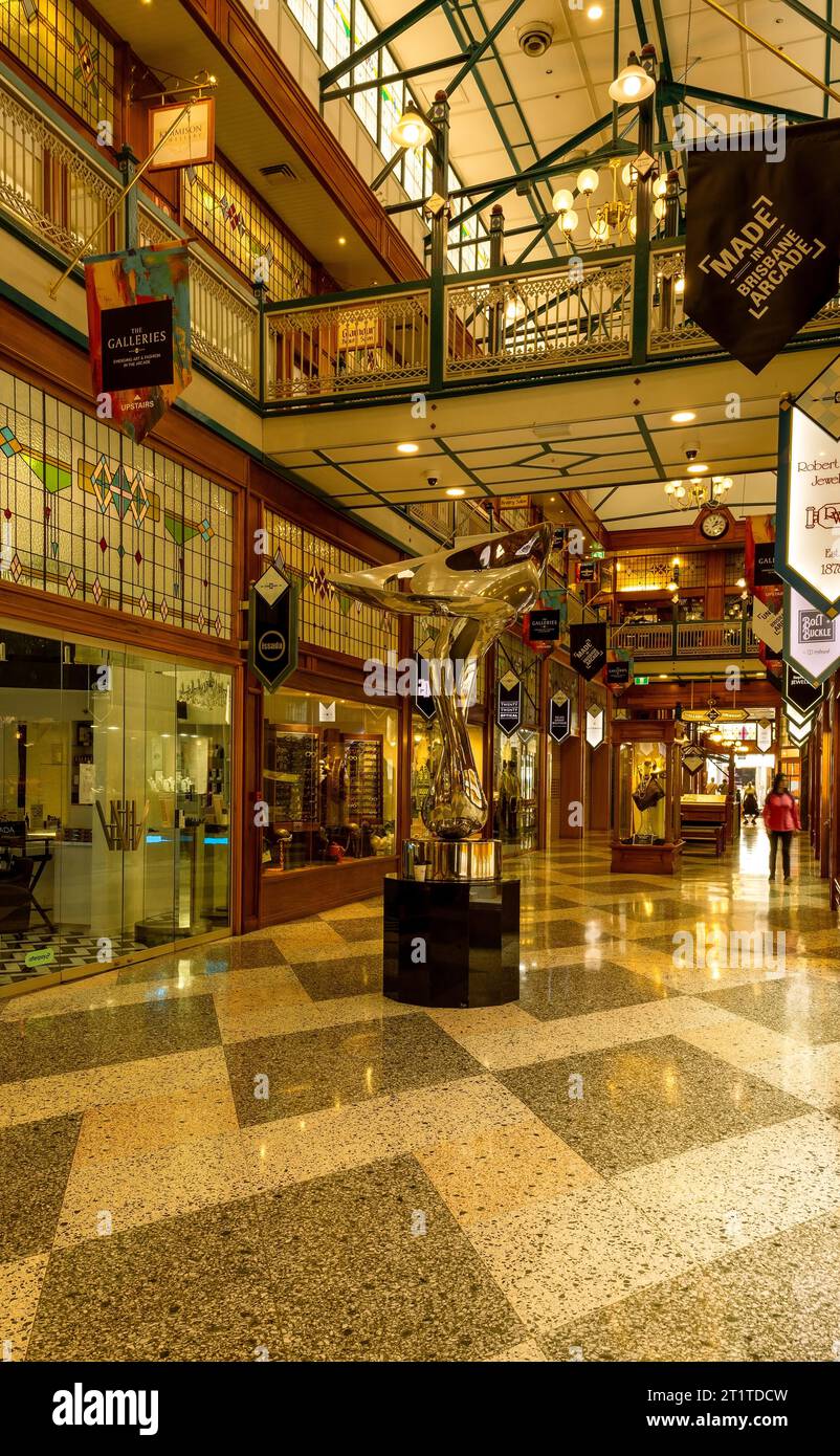 Brisbane Arcade con diverse aziende per lo shopping nel CBD di Brisbane, Queensland, Australia Foto Stock
