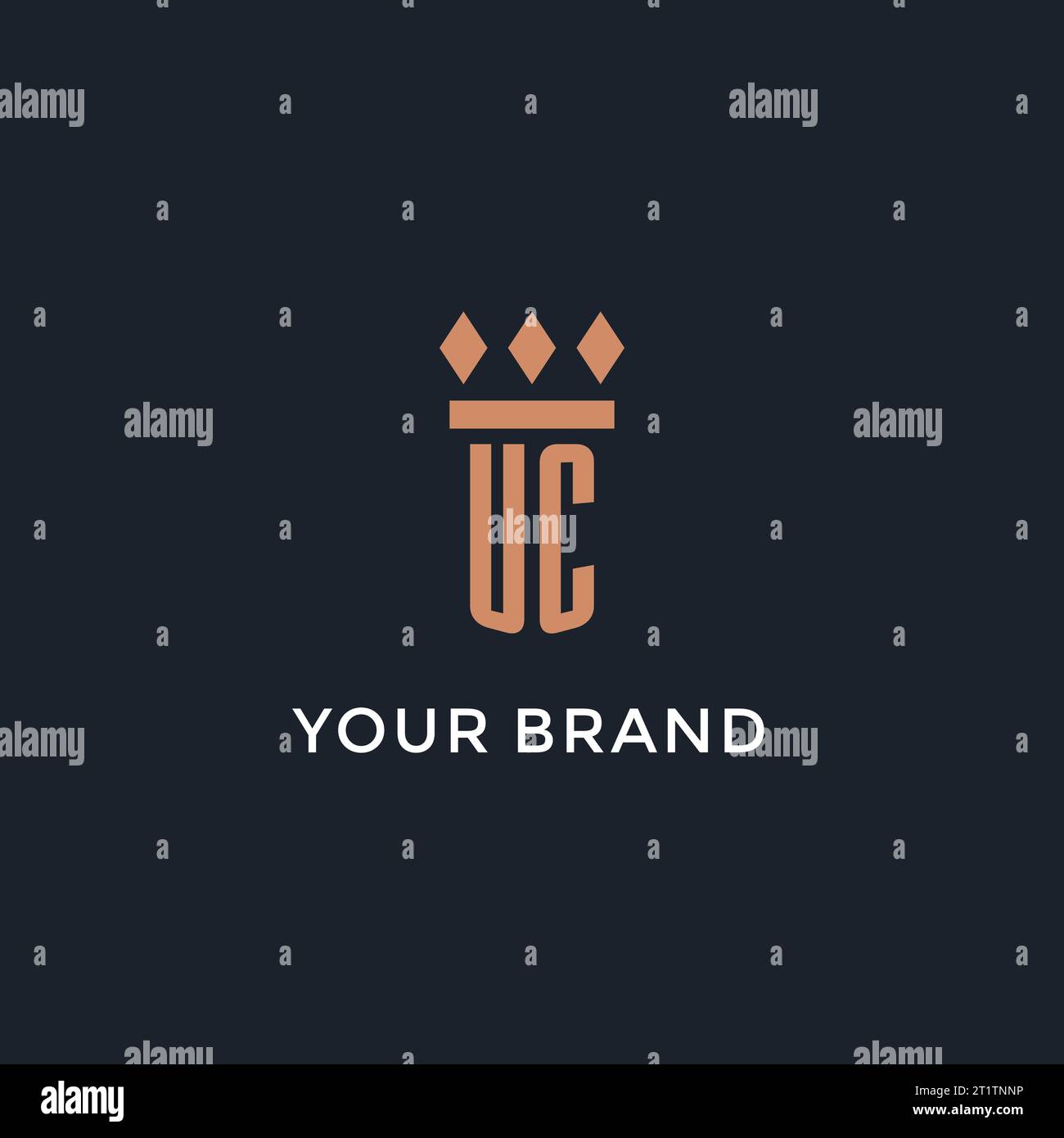 Logo UC iniziale con icona a colonna, logo in stile monogramma di lusso per grafica vettoriale di studi legali e avvocati Illustrazione Vettoriale