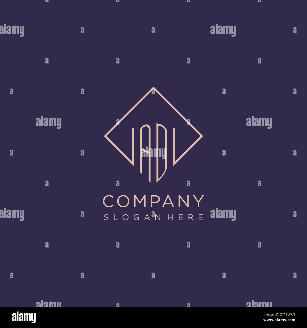 Monogramma con logo ad Initials e grafica vettoriale con design rettangolare Illustrazione Vettoriale