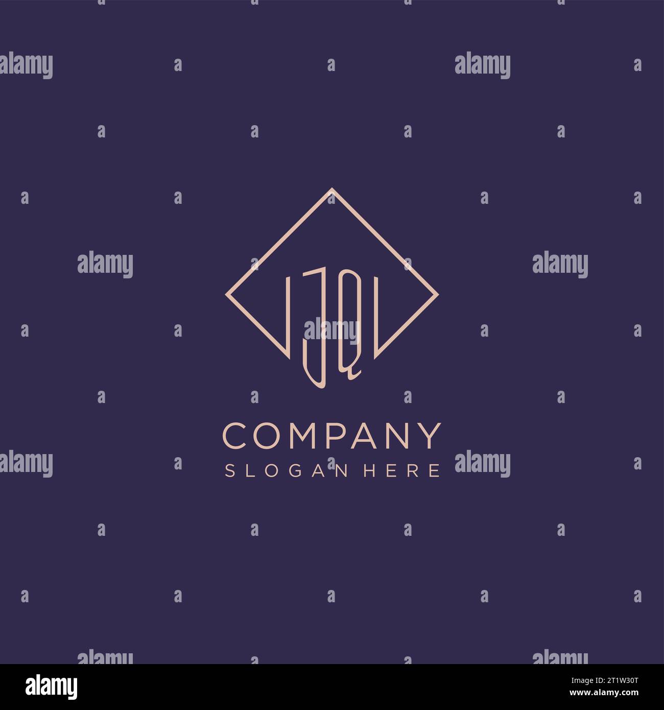 Monogramma con logo JQ iniziali e grafica vettoriale con design rettangolare Illustrazione Vettoriale