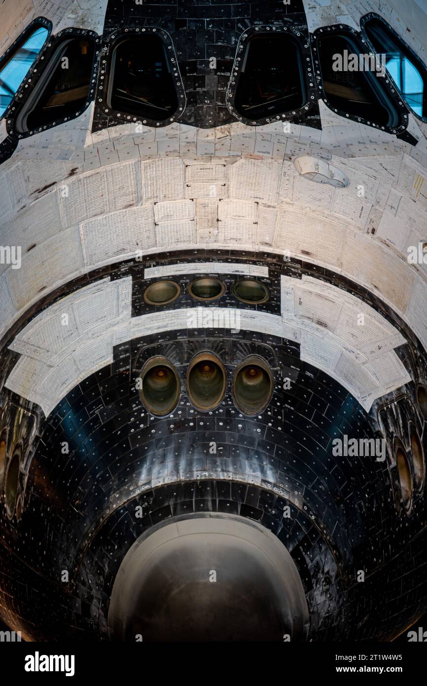 Immagine ravvicinata della cabina di pilotaggio di uno Space Shuttle Foto Stock