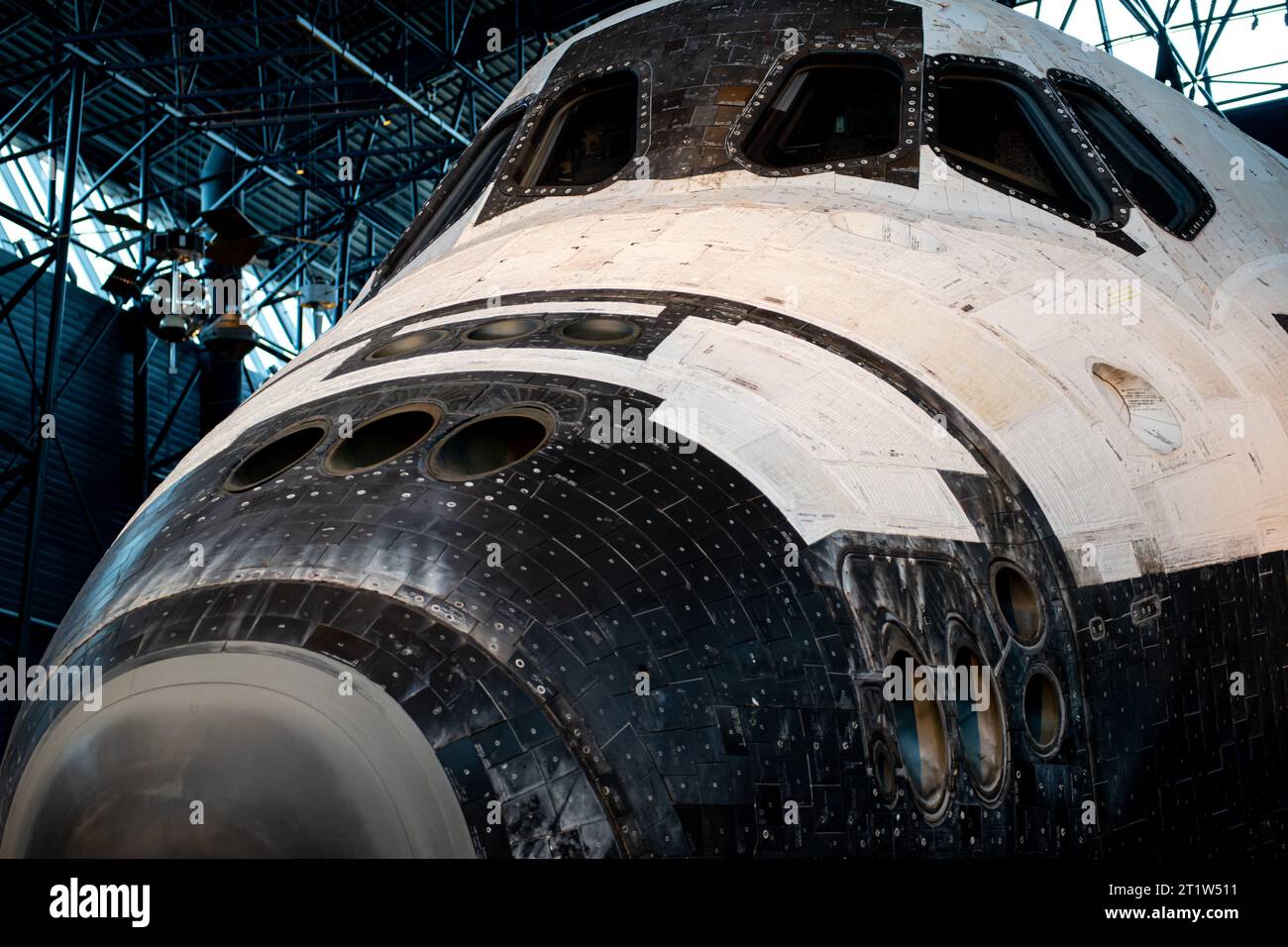 Immagine ravvicinata della cabina di pilotaggio di uno Space Shuttle Foto Stock